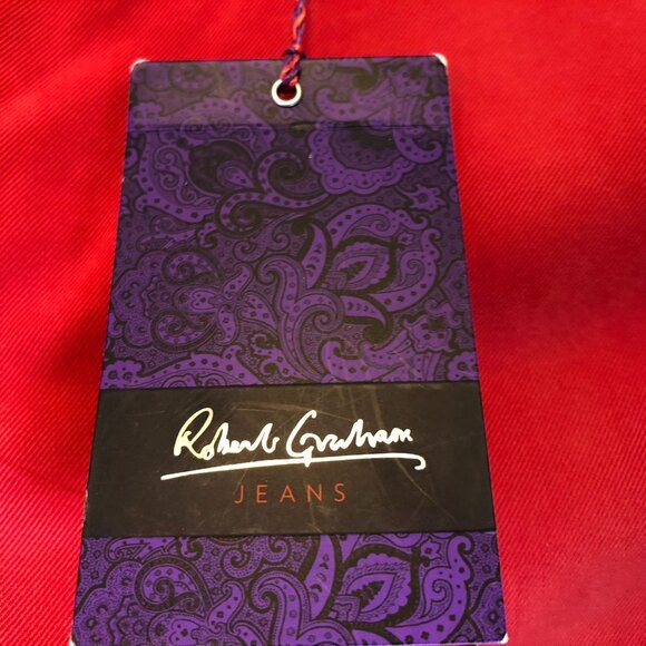 Robert Graham Mens Pants 40x35 Red Slim Fit Jeano Style Cotton Casual Trousers - Picture 12 of 16